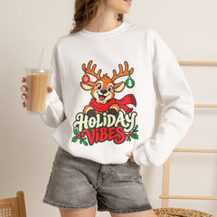 Holiday Vibes Reindeer Christmas Sweatshirt
