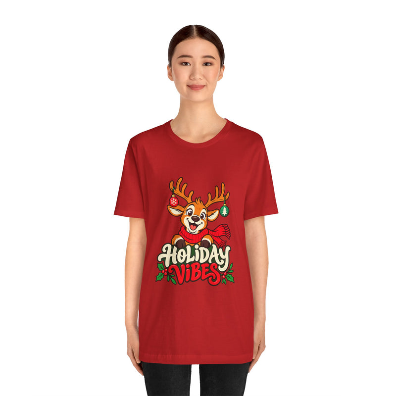 Holiday Vibes Reindeer Christmas T-Shirt