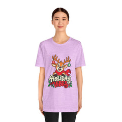 Holiday Vibes Reindeer Christmas T-Shirt