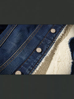 Men's Full Size Vintage Wash Sherpa-Lined Denim Jacket Plus Size