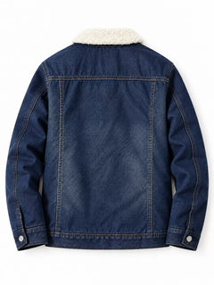 Men's Full Size Vintage Wash Sherpa-Lined Denim Jacket Plus Size