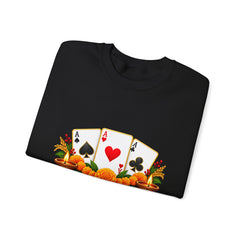 Poker Card Floral Crewneck Sweatshirt