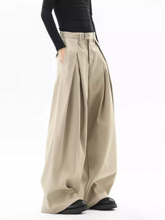 Men's Plus Size Pleated Wide-Leg Pants