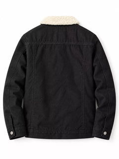 Men's Full Size Vintage Wash Sherpa-Lined Denim Jacket Plus Size
