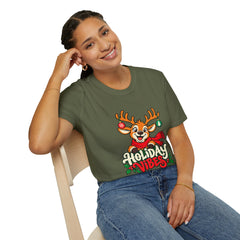 Holiday Vibes Reindeer Christmas T-Shirt