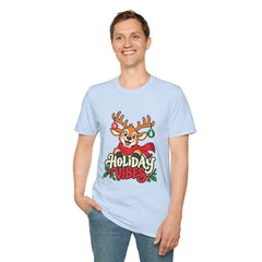 Holiday Vibes Reindeer Christmas T-Shirt