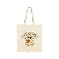 Stay Spooky Ghost Halloween Cotton Canvas Tote Bag
