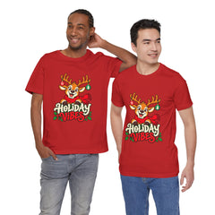 Holiday Vibes Reindeer Christmas T-Shirt