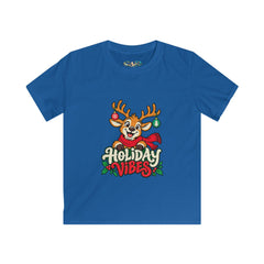 Kids Holiday Vibes Reindeer Christmas Tee