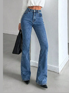 High-Waisted Slim-Fit Flared Jeans