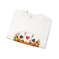 Poker Card Floral Crewneck Sweatshirt