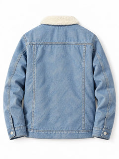 Men's Full Size Vintage Wash Sherpa-Lined Denim Jacket Plus Size