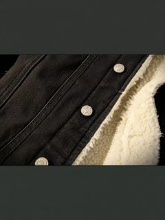 Men's Full Size Vintage Wash Sherpa-Lined Denim Jacket Plus Size