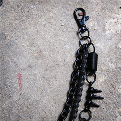 Black bicycle chain spring spiked three-layer metal trouser chains