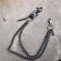 Punk double gun bullet pendant cowhide metal thick trouser chain