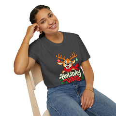 Holiday Vibes Reindeer Christmas T-Shirt