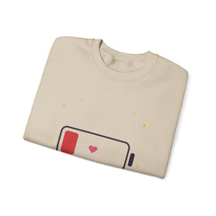 Crewneck Sweatshirt — “Social Battery Low” Recharge at Home Graphic