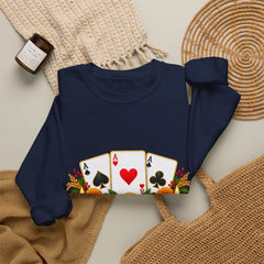 Poker Card Floral Crewneck Sweatshirt