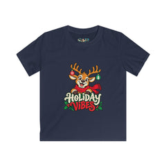 Kids Holiday Vibes Reindeer Christmas Tee