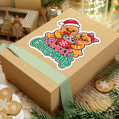 Sweet Christmas Gingerbread Couple Kiss-Cut Sticker