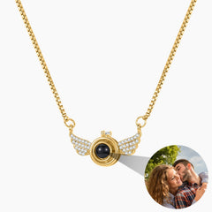 New Personalized Angel Wing Pendant Custom Photo Projection  Necklace