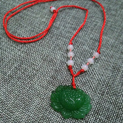 Buddhist Woven Necklace Lotus Guanyin jade Buddha Pendant Long Life Lock Pendant Lucky Necklace