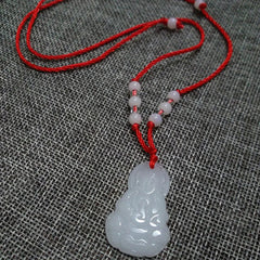 Buddhist Woven Necklace Lotus Guanyin jade Buddha Pendant Long Life Lock Pendant Lucky Necklace