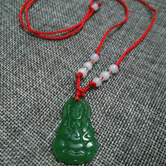 Buddhist Woven Necklace Lotus Guanyin jade Buddha Pendant Long Life Lock Pendant Lucky Necklace