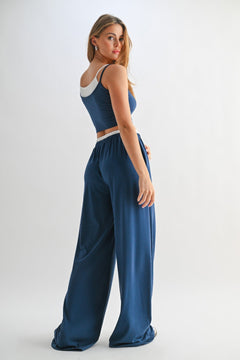 Drawstring Lounge Pants & Crop Top Set