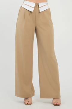 Front Button Fold-over Inside Zipper Pants