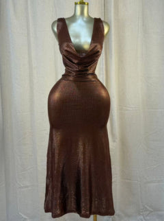 Cocoa Moonlight Shimmer Midi Dress