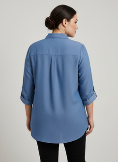 Zip Front Utility Pocket Tunic Blouse
