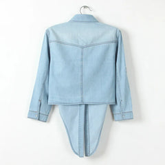 Denim Shirt Short Sleeve Womens Tops Chemise Femme Crop Tops