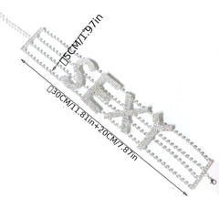Rhinestone Collar Choker Personality English Letter SEXY Neckchain