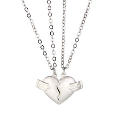 2Pcs Lovers Matching Heart Pendant Couple Magnetic Heart Pendant Necklace Couple Jewelry