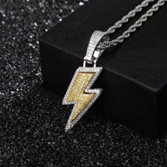 Full Zircon Lightning Necklace Hip Hop Party Locomotive Pendant Necklace