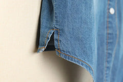 Denim Shirt Short Sleeve Womens Tops Chemise Femme Crop Tops