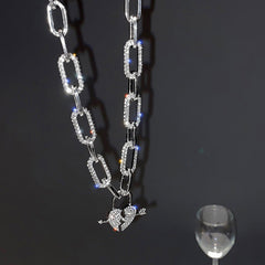 Metal Love Heart Cupid Pendants Female Clavicle Chain Light Luxury Niche Design Necklace