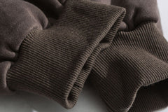 Zipper Pocket Smile Face Patchwork Fleece Hoodies Sweatshirts Streetwear