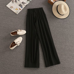 Streetwear Two Piece Set Women Crop Top Shirt Blouse + Wide Leg Pant Suits Vintage Pants Sets
