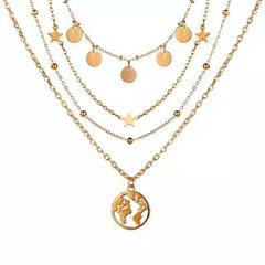 Multi Layer Lock Portrait Pendants Necklaces For Women Gold Metal Key Heart Necklace