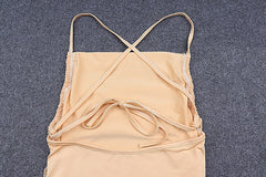 Sleeveless Chic Fashion Mesh Ruched Halter Bodysuit Women Female Tie Up Backless Body Suit