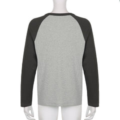 Patchwork T Shirt Knitted Harajuku Vintage Pullovers Casual Basic Kawaii Tee