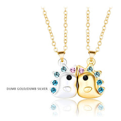 2Pcs/Set Magnetic Couple Necklace Unicorn Shaped Magnet Couple Necklace Jewelry