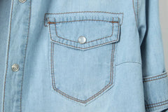 Denim Shirt Short Sleeve Womens Tops Chemise Femme Crop Tops
