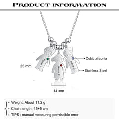 Boy Girl Pendant Name Necklace Customized Birthstone Jewelry Gift