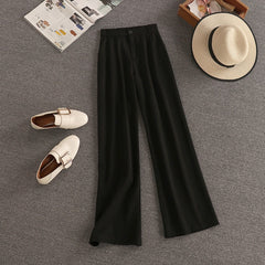 Streetwear Two Piece Set Women Crop Top Shirt Blouse + Wide Leg Pant Suits Vintage Pants Sets