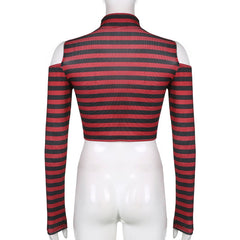Goth Print Tops Stripe Cute T-Shirts Dark Academia Techwear Button Up V Neck Half Sleeve Sweat Shirts
