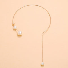 Big White Imitation Pearl Choker Necklace  Clavicle Chain Fashion Necklace