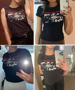 Classic Rock Graphic T Shirt Women Summer Round Neck Short Sleeve Cotton T Shirt
